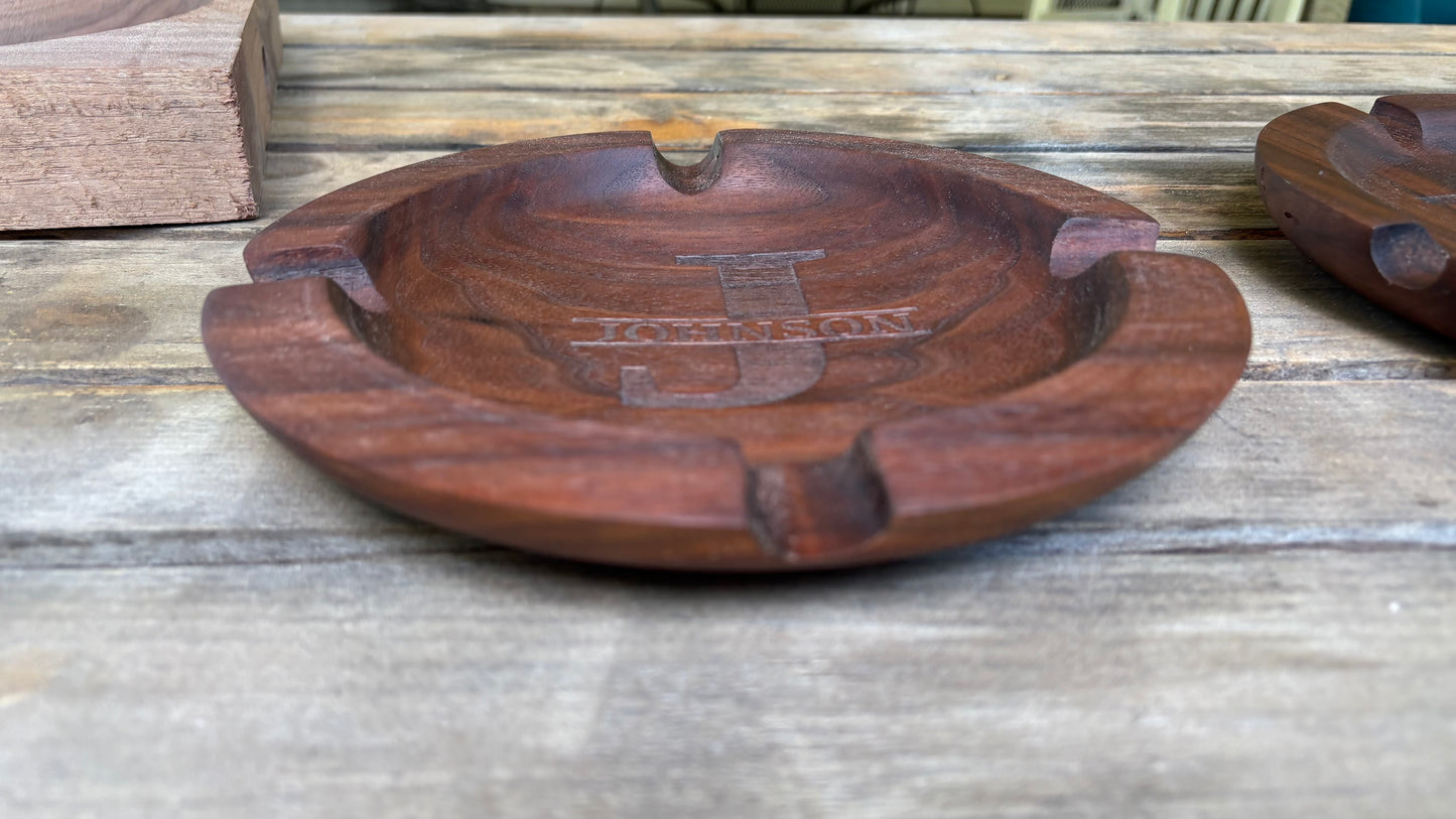 Engraved Walnut Ashtray