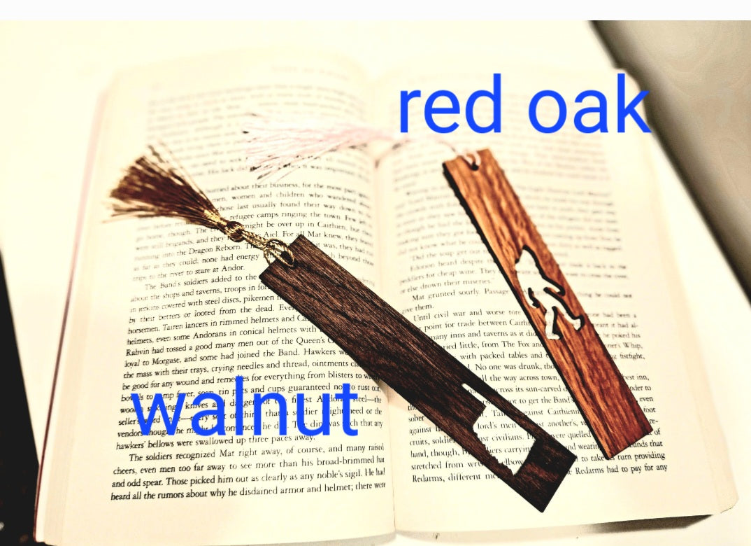 Bigfoot, Custom Wood Bookmarks with Tassel, Personalized Wooden Bookmark, Unique , Christmas Gifts for Reader, Gift for Her, Gifts for Him