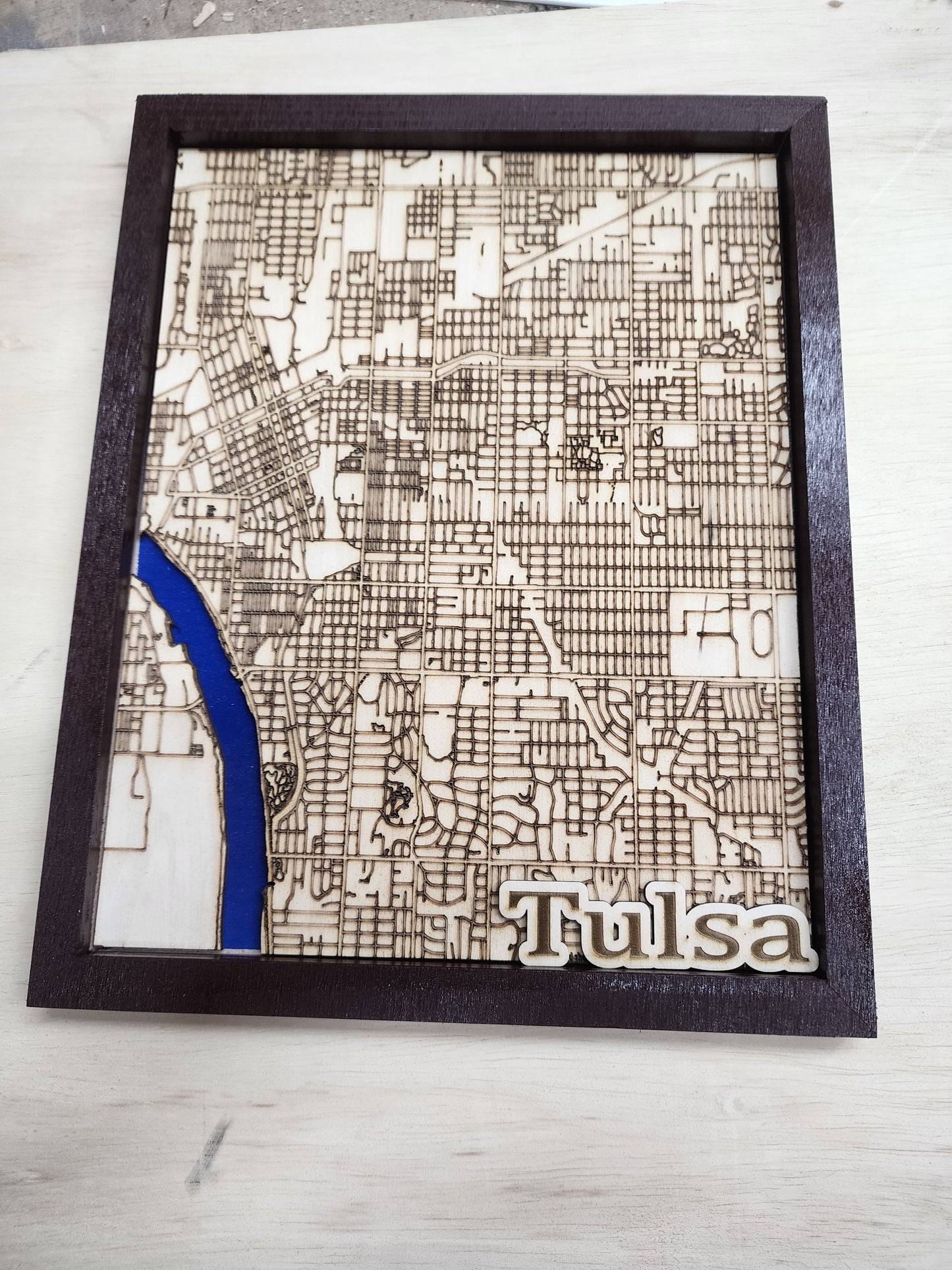 Tulsa Wood Map Wall Art