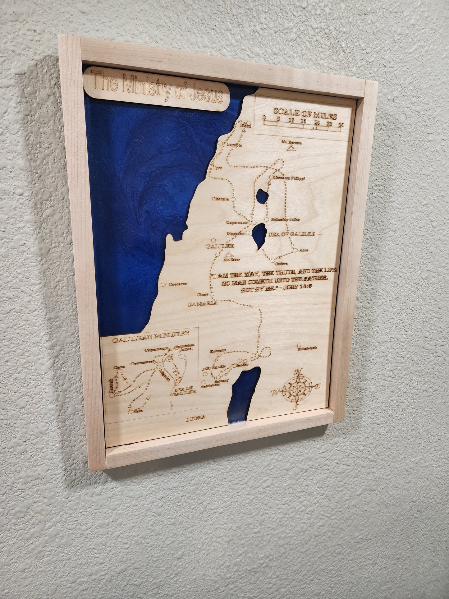 Ministry of Jesus Wood and Epoxy map