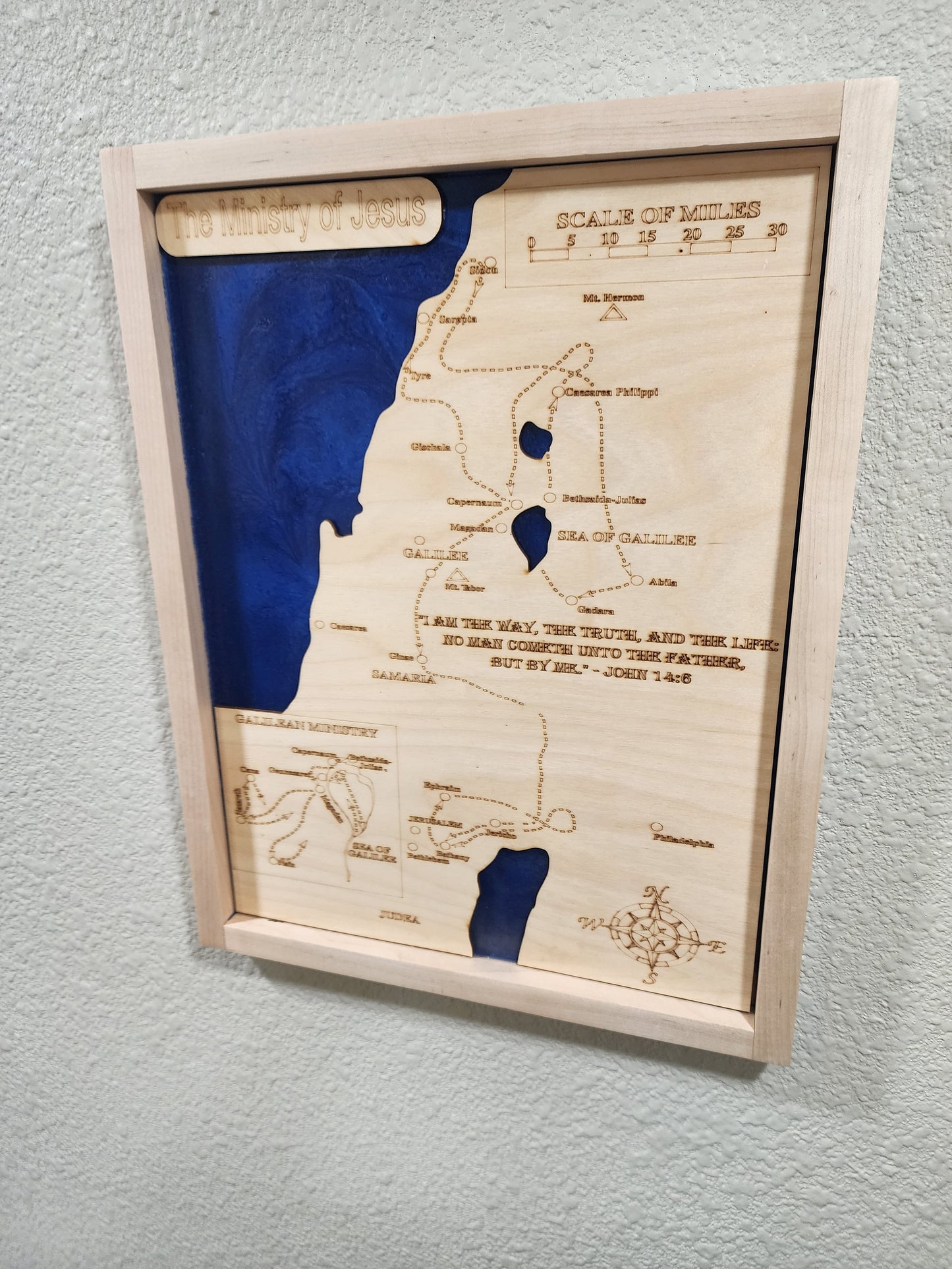 Ministry of Jesus Wood and Epoxy map