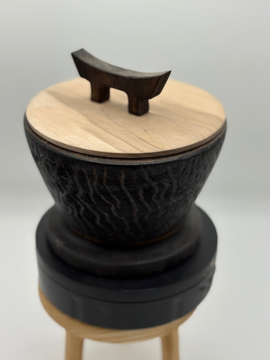 One of a Kind Hollow Form-Turned Wood Decor-Japanese Inspired