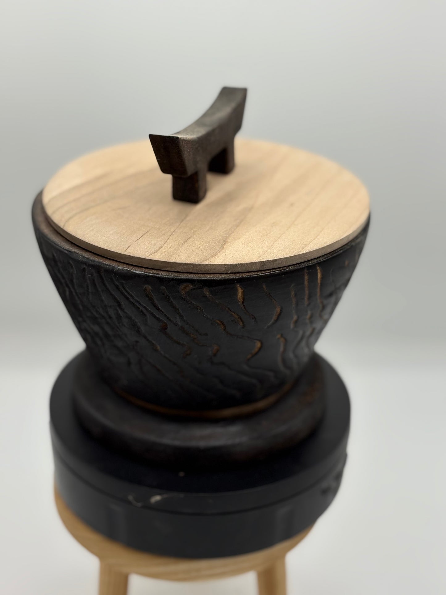 One of a Kind Hollow Form-Turned Wood Decor-Japanese Inspired